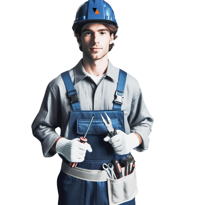 maintenance worker with elevator repair tools